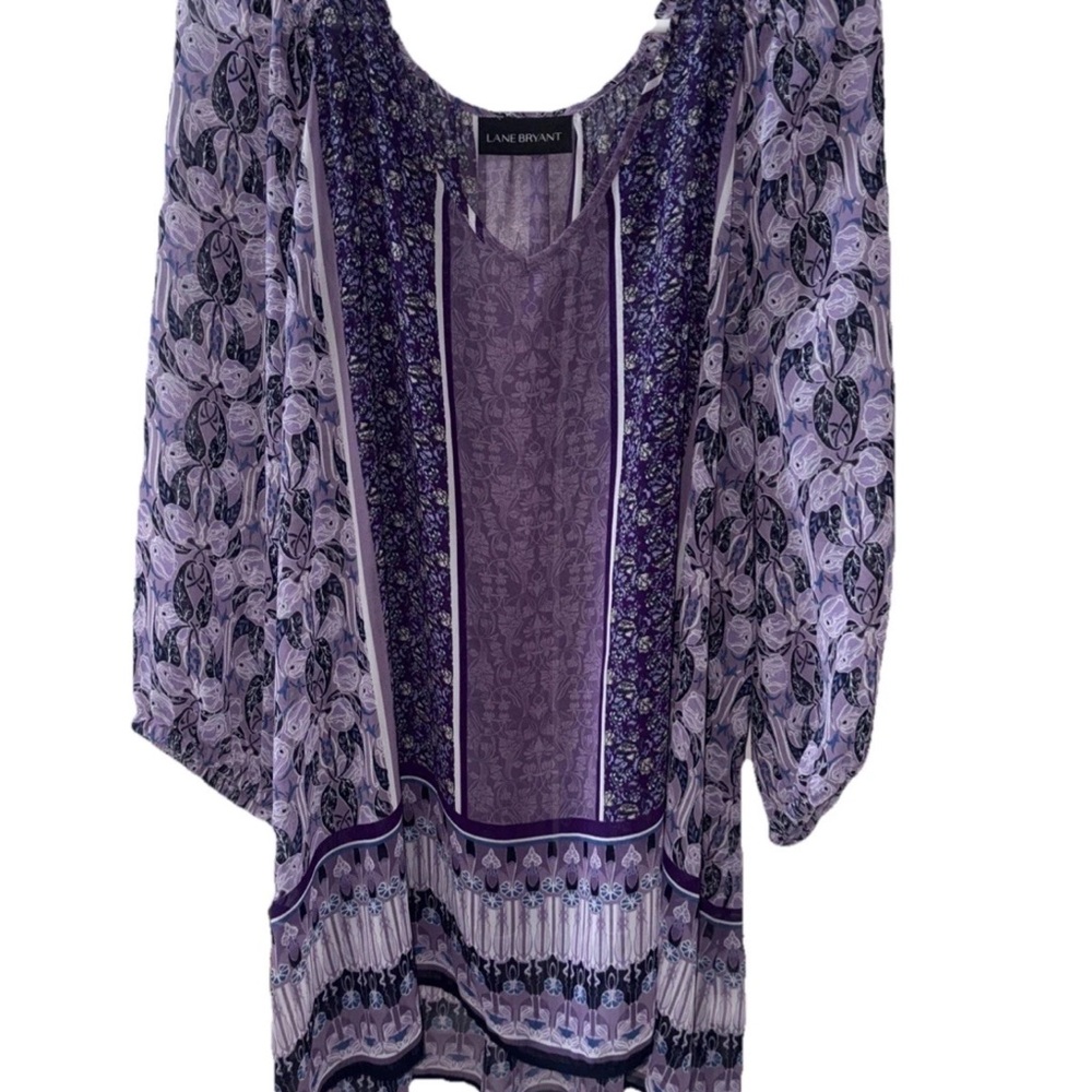 Lane Bryant Women's Blouse Purple Size 2XL Sheer High Low Shirt